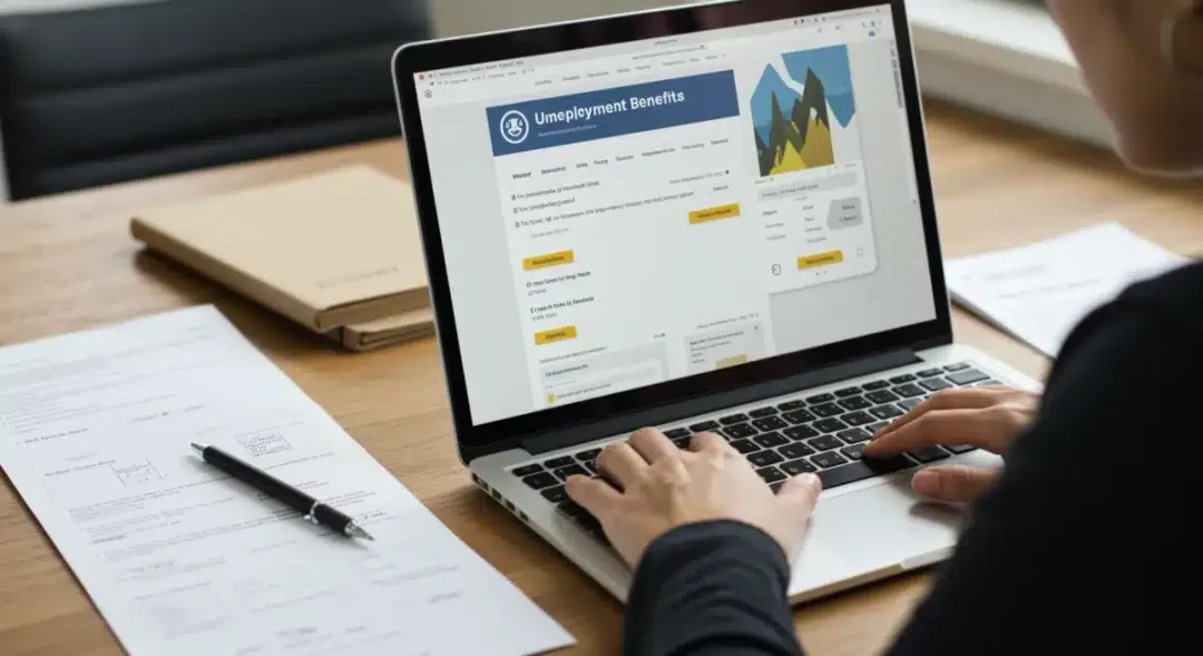 Person applying for 2026 unemployment benefits online