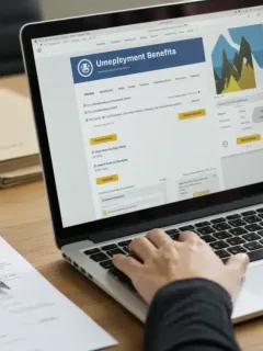Person applying for 2026 unemployment benefits online