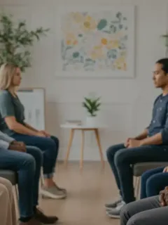 Diverse individuals engaging in therapy, symbolizing New Mental Health Benefits in 2026.