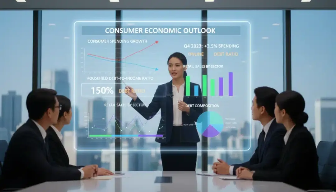 Financial expert analyzing economic data on consumer credit card debt