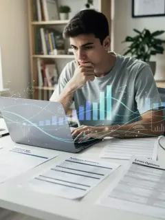 Student navigating financial aid appeals documents on a laptop