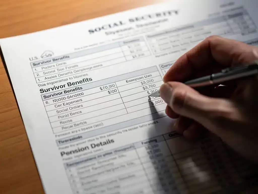 Person examining Social Security statement for survivor benefits