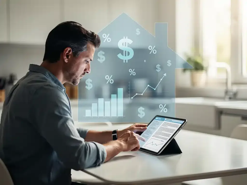 Homeowner planning finances with home equity documents