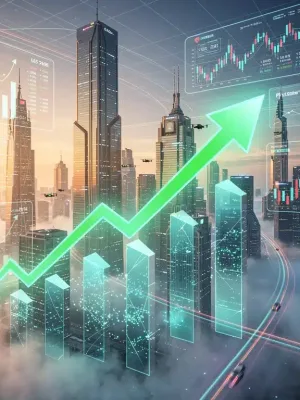 Futuristic city with digital financial data symbolizing investment opportunities 2026 growth