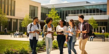 Diverse students walking on a modern university campus, symbolising accelerated learning and future-ready education.