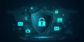 Cybersecurity shield protecting financial data from phishing attacks